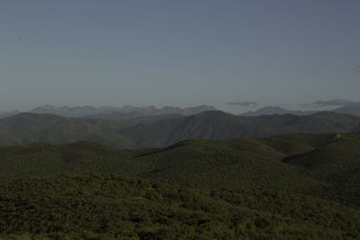 Scenic view of mountains against clear sky