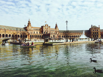 View of boats in canal