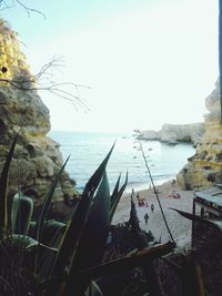 Scenic view of sea against clear sky