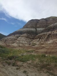 Scenic view of rocky mountains against sky