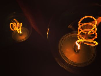 Close-up of illuminated light bulbs