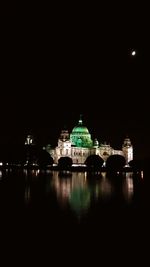Illuminated buildings at night