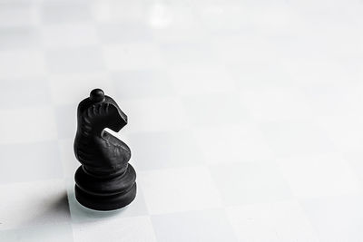 High angle view of chess pieces