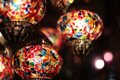 Bazar interior displaying colourful lamps in istanbul