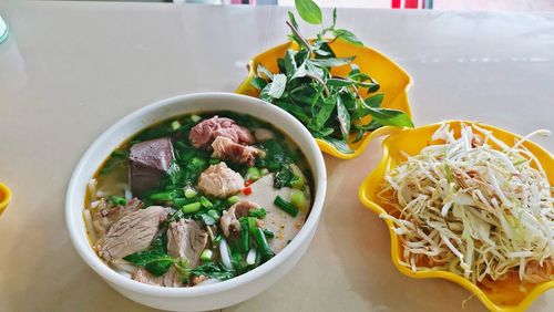 Close-up of food in bowl on table