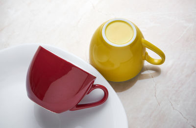 Close-up of tea cup on table