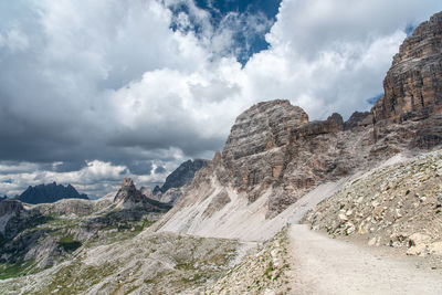 Panoramic view of rocky mountains against sky