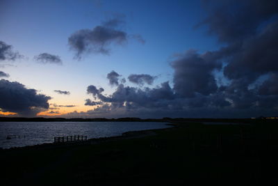 Scenic view of sea at sunset