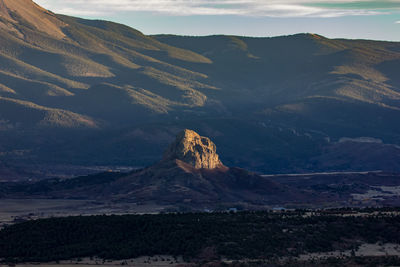 Aerial view of a mountain range