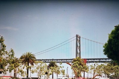 Low angle view of suspension bridge