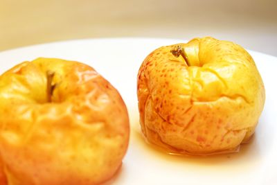 Close-up of orange slice in plate