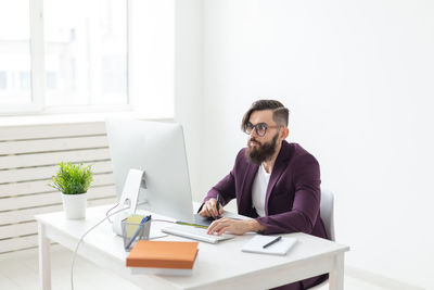 Man working on table