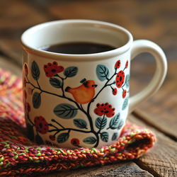 Close-up of coffee cup on table