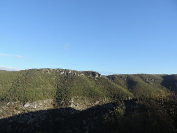 Scenic view of land against clear sky