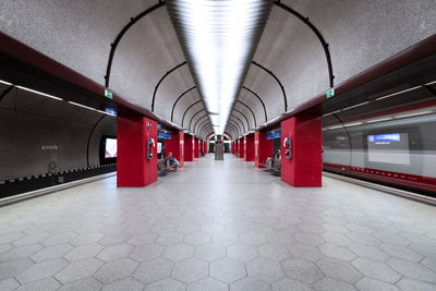 Illuminated subway station platform