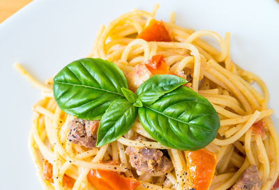 Close-up of pasta in plate