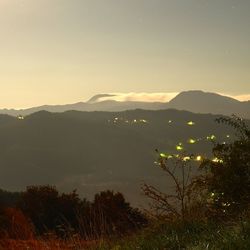 Scenic view of landscape against sky at night