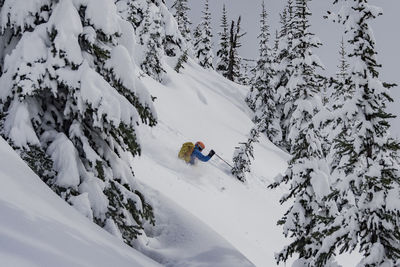 View of person skiing on snow