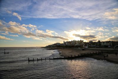 Scenic view of sea against sky at sunset