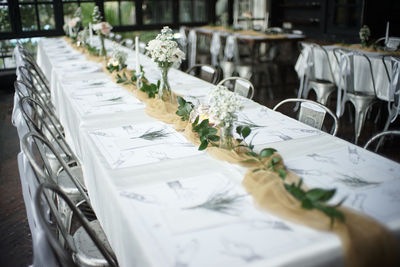 Chairs and table in restaurant