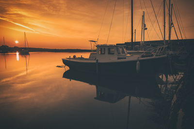 View of marina at sunset