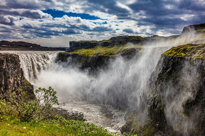 Scenic view of waterfall