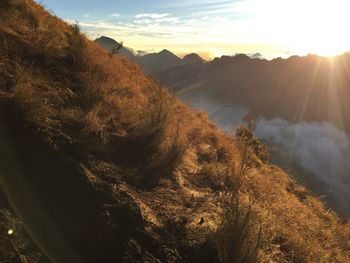 Panoramic view of landscape against sky during sunset