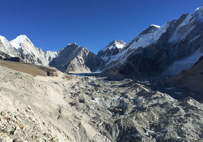 Scenic view of mountains against clear sky