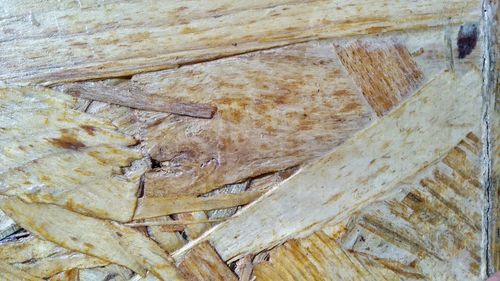 High angle view of bread on wood