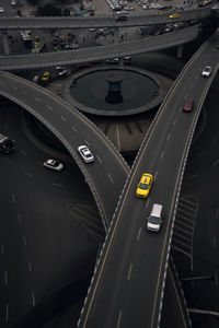 Aerial view of vehicles on road