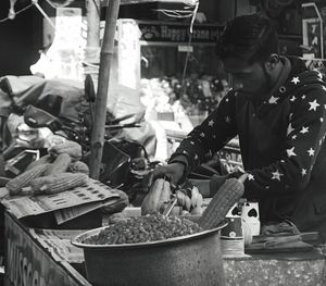 View of food for sale at market stall