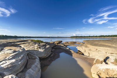 Natural of rock canyon in mekhong river at hat chomdao, ubon ratchathani, thailand.