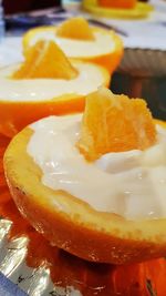 Close-up of dessert served on plate