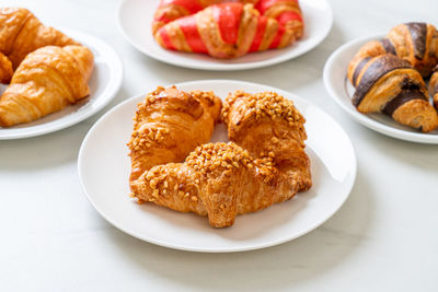 High angle view of food in plate on table