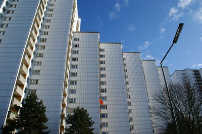 Low angle view of modern building against sky