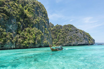 Scenic view of bay against sky