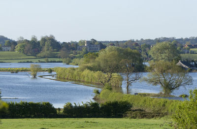Scenic view of lake against clear sky