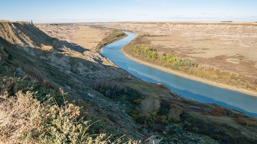 Canadian badlands desert like landscape, shot in drumheller, alberta, canada