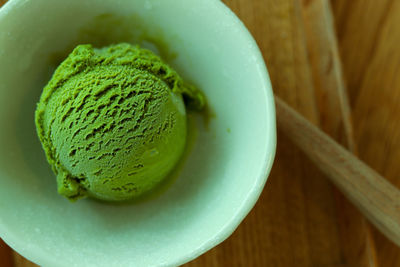 High angle view of ice cream in plate