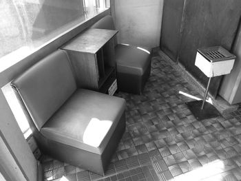 High angle view of chairs