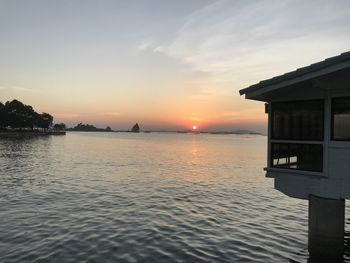 Scenic view of sea against sky during sunset