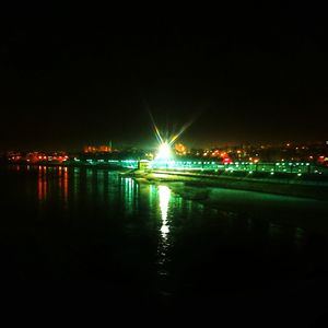 View of illuminated city at night