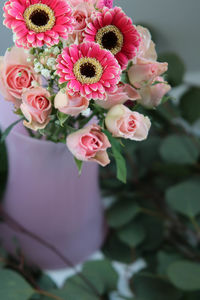 High angle view of rose bouquet