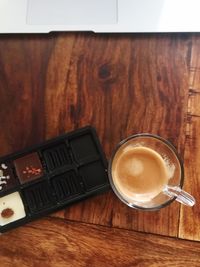 Directly above shot of coffee on table