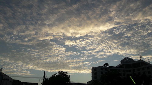 Low angle view of silhouette trees against sky