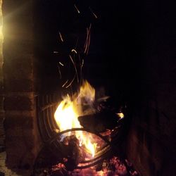 Close-up of bonfire at night