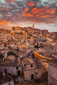 Wide view of piazzetta pascoli at sunset with a spectacular sky, vertical