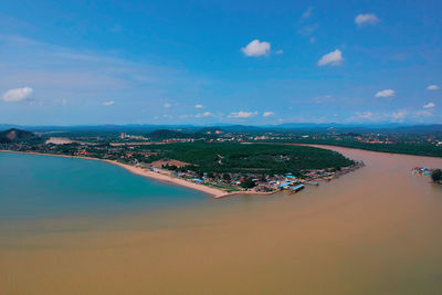 Aerial view of sea against sky