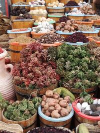 Variety of food for sale at market stall