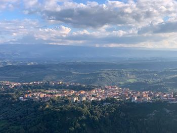 High angle view of townscape against sky